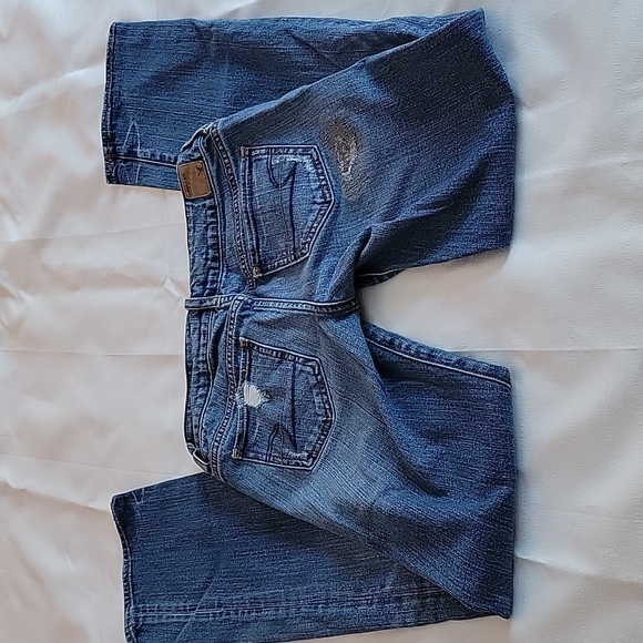American Eagle low rise straight patchwork jeans size 2 - Picture 5 of 6